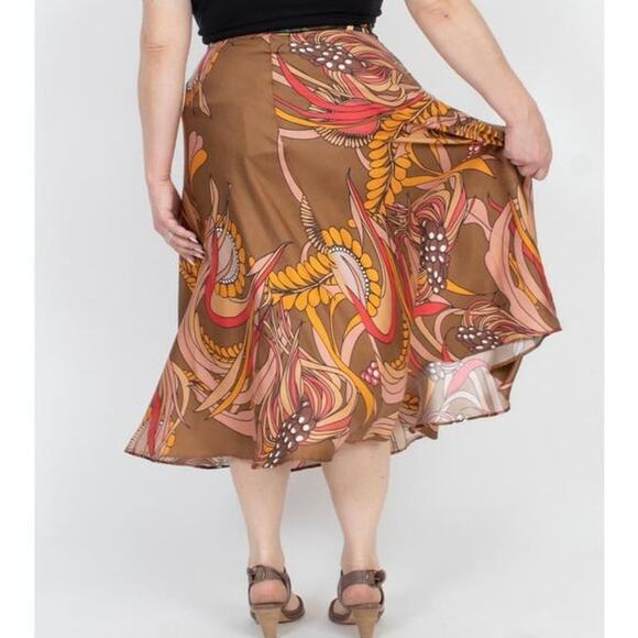 LA PRESTIC OUISTON Silk Paisley Abstract Print Flowy Midi Skirt | Medium - Picture 11 of 12